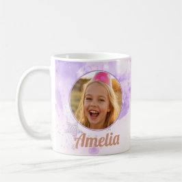Girls Purple Bubbles Photo Name Birthday Kaffeetasse