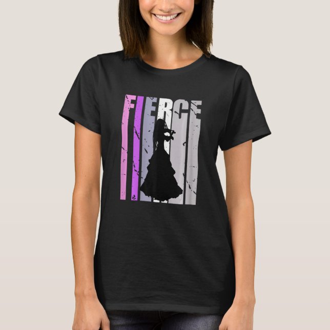 Girls Purple Violinist Silhouette Musical Plays Th T-Shirt (Vorderseite)