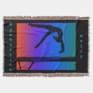 Girls Queen of the Beam Gymnastics Throw Blanket Decke