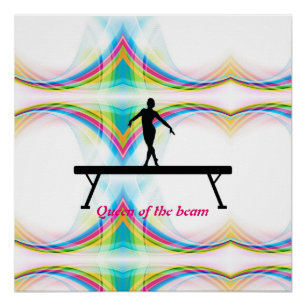 Girls "Queen of the beam" Gymnastik Glossy Poster