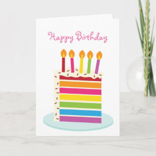 Girl's Rainbow Birthday Cake Slice Karte