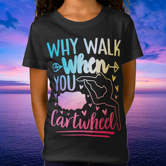 Girls Rainbow Cartwheel Gymnastik Tanzschrei T-Shirt (Cartwheel Rainbow Tee)
