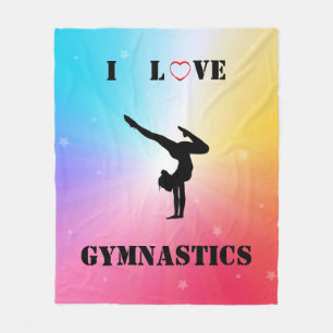Girls Rainbow "I Liebe Gymnastics" Fleece Blanket