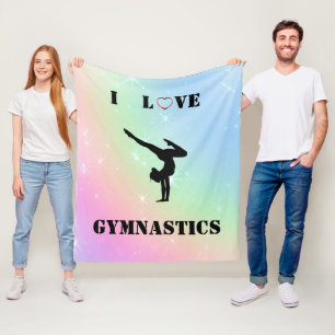 Girls Rainbow "I Liebe Gymnastics" Fleece Blanket