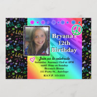 Girls Rainbow LOL Geburtstagsparty Foto Einladung