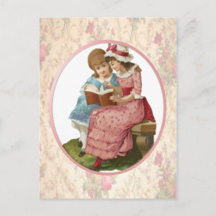 Girls Reading Postkarte