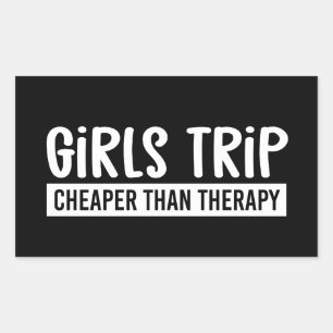 Girls Reise billiger als Therapie Girls Vacation Rechteckiger Aufkleber