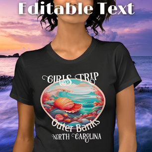 Girls reisen Äußere Banken bearbeiten Text T-Shirt