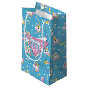 Girls Retro Blue Unicorn Geburtstag Kleine Geschenktüte