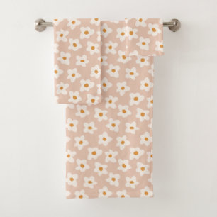 Girls Retro Daisy Blume Rosa Dekoration Badhandtuch Set
