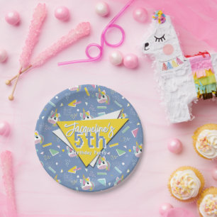 Girls Retro Lila Unicorn Geburtstag Pappteller