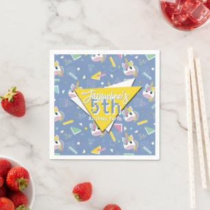 Girls Retro Lila Unicorn Geburtstag Serviette