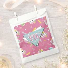 Girls Retro Pink Unicorn Birthday Geschenktütchen