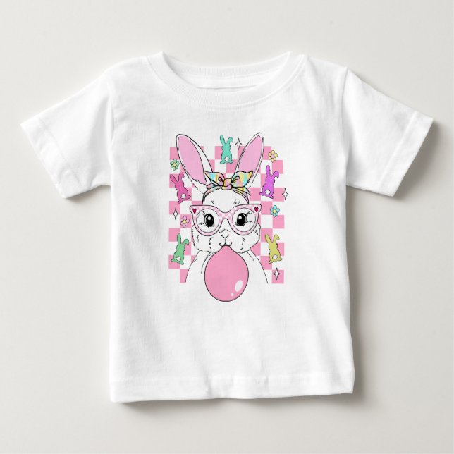 Girls Retro Schrei Pink Ostersonne Baby T-shirt (Vorderseite)