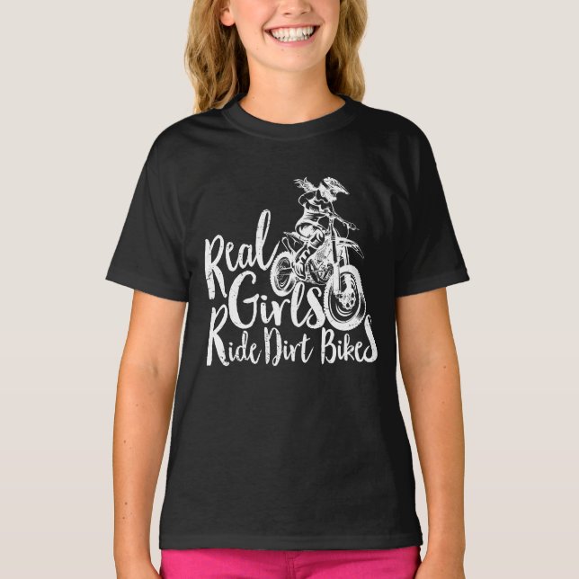 Girls Ride Dirt Bikes Funny Girl T-Shirt (Vorderseite)