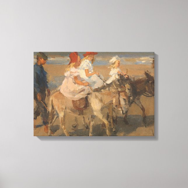 Girls Riding Donkeys am Strand (Isaac Israels) Leinwanddruck (Vorderseite)