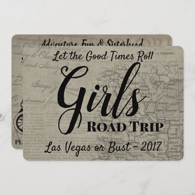 Girls Road Trip Vintage Einladung