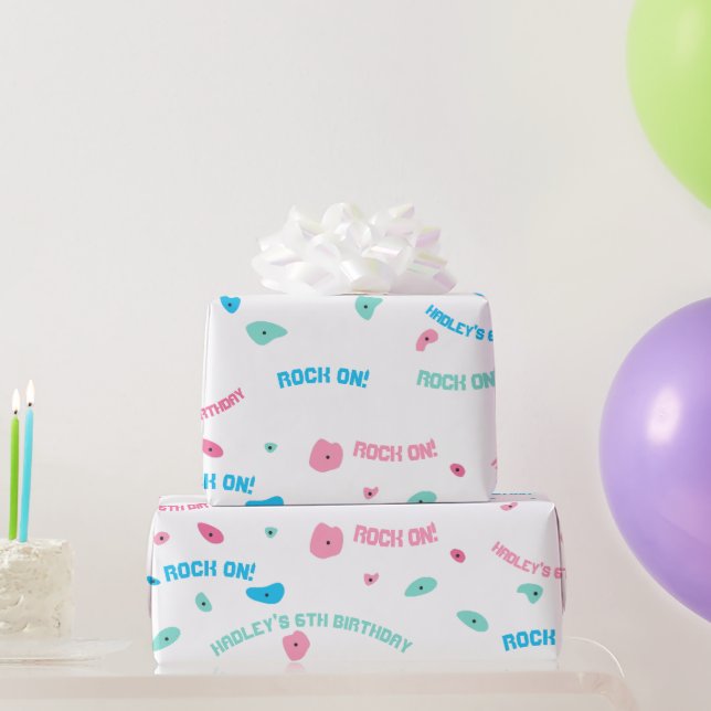 Girls Rock on Climbing Wall Wrapping Paper Geschenkpapier (Partygeschenke)