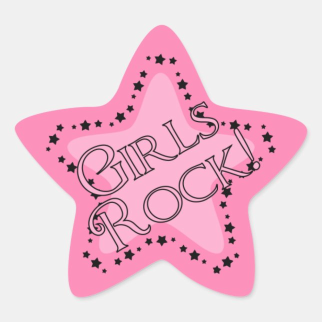 Girls Rock Pink Star Stern-Aufkleber (Vorderseite)