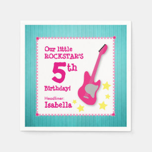 Girl's Rockstar Geburtstag mit rosa Gitarre Serviette