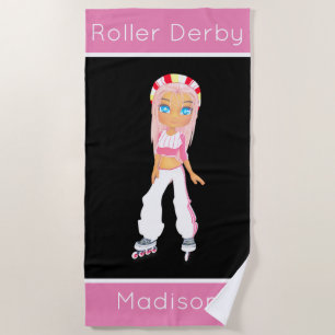Girls Roller Derby Personalisiert Beach Handtuch