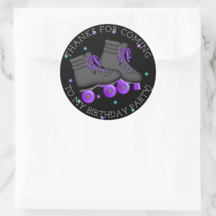 Girl's Roller Skate Geburtstag Danke Runder Aufkleber