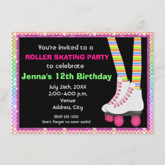 Girls Roller Skate Skaten Geburtstagseinladungen Einladung