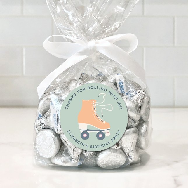 Girls Roller Skaten Birthday Party Danke Runder Aufkleber (Von Creator hochgeladen)
