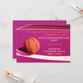 Girls rosa Basketball-Party Einladung