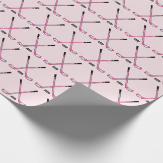 Girls rosa Crossed Hockey Sticks und Puck Geschenkpapier