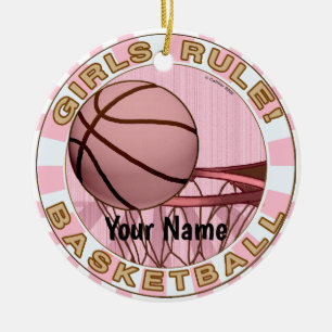 Girls Rule Basketball Keramik Ornament
