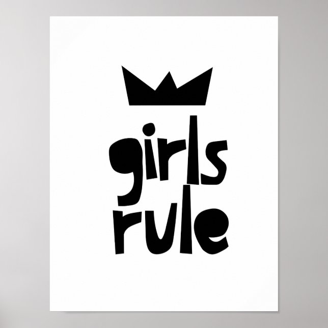 Girls Rule , Black and White Art, Girls Room Decke Poster (Vorne)