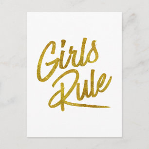 Girls Rule Gold Imitate Foil Metallic Glitzer Quot Postkarte