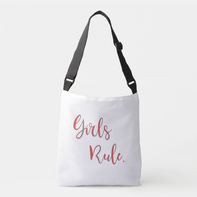 Girl's Rule Inspirational Cool Trendy Modern Tragetaschen Mit Langen Trägern (Vorderseite)