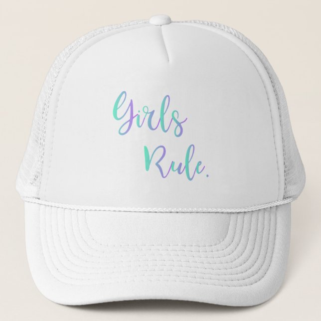 Girls Rule Inspirational Typografy Cool Truckerkappe (Vorderseite)