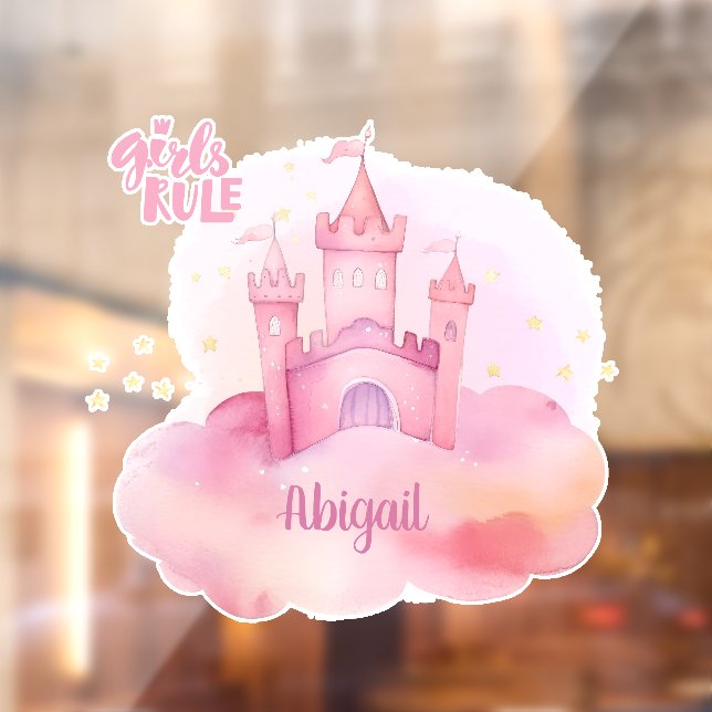 Girls Rule Palace auf der rosa Cloud Wasserfarbe Fensteraufkleber (Blatt 2)
