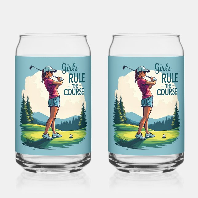 Girls Rule the Course Retro Golf Illustration Dosenglas (Vorderseite)