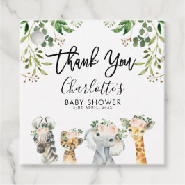 Girls Safari Animals Baby Shower Fevor Tags Geschenkanhänger