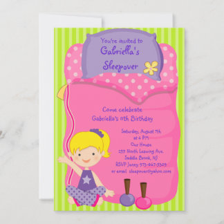 Girls Schlafsack Sleepover Geburtstag Einladung