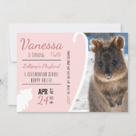 Girls Second Birthday Blue Quokka Australien Foto Einladung
