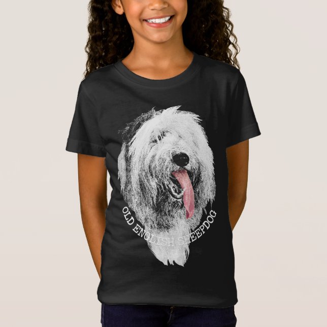 Girl's Sheepdog Puppy Dog T - Shirt und Geschenke (Vorderseite)