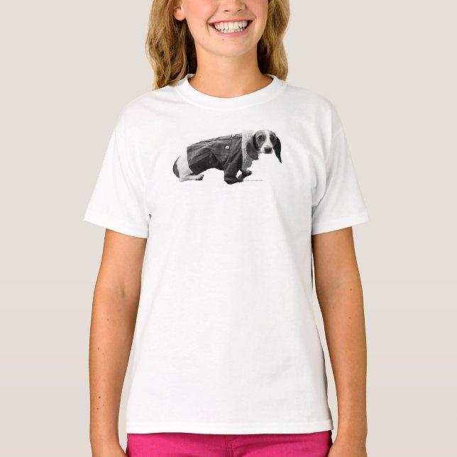 Girls" "Shelby in a Jean Jacket" Dackel T - Shirt (Vorderseite)