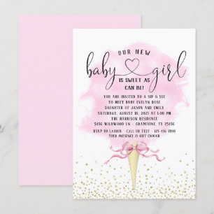 Girls Sip sehen Pink Gold Cotton Candy Baby Dusche Einladung