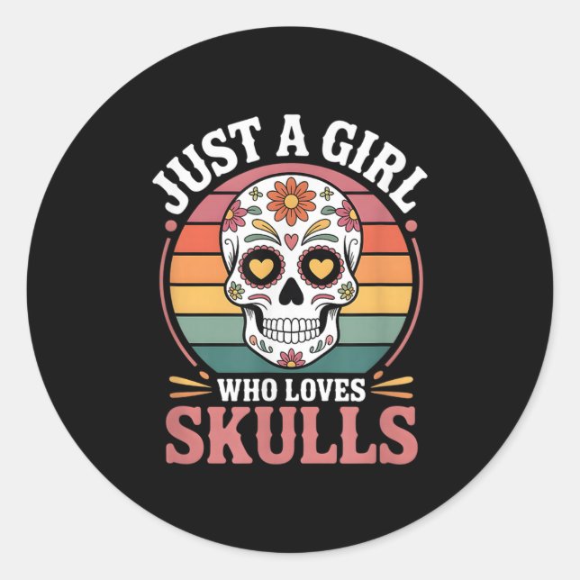 Girls Skull  Runder Aufkleber (Vorderseite)