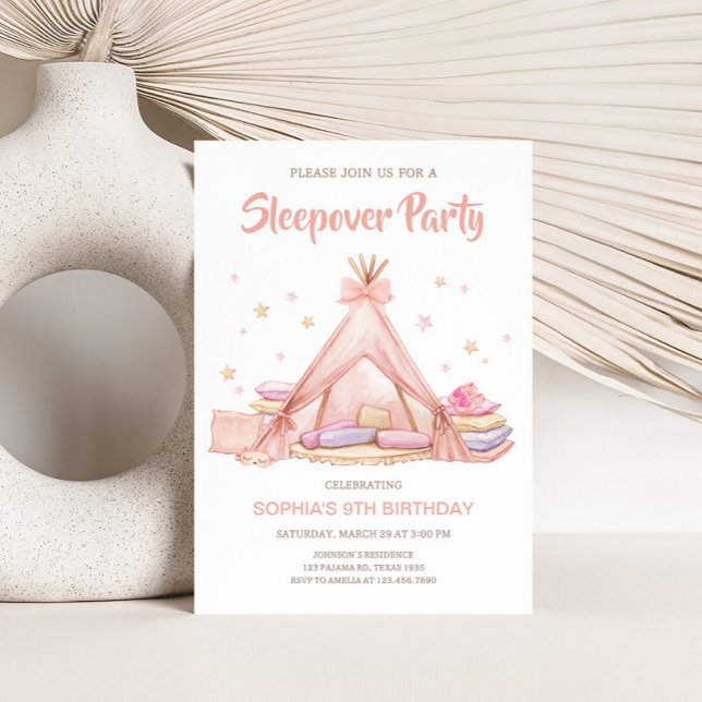 Girls Sleepover Party Geburtstagsparty Einladung (Girls Sleepover Birthday Party Invitation)