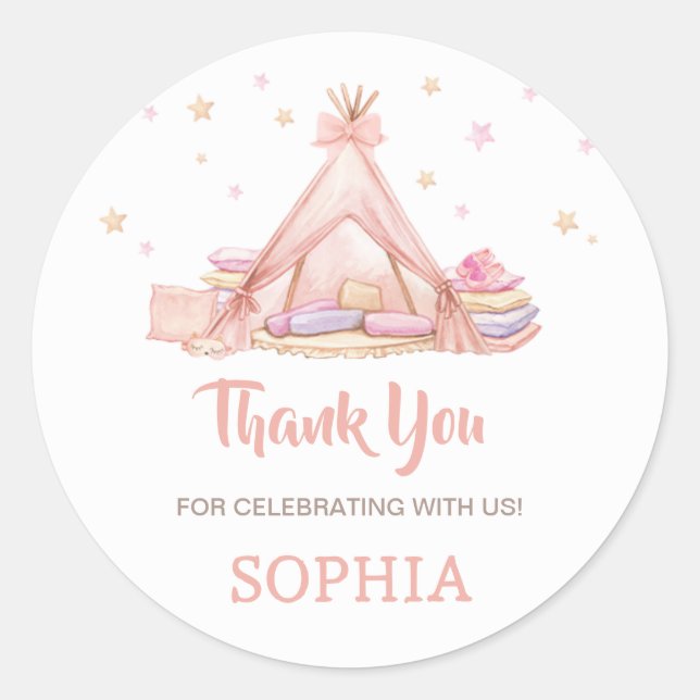 Girls Sleepover Party Geburtstagsparty Runder Aufkleber (Vorderseite)