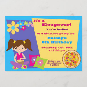 Girls Slumber Party Sleepover Pajama Einladung