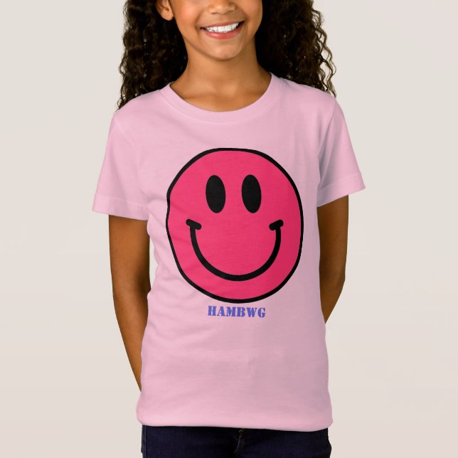 Girl's Smile Face Emoji Tee Shirt HAMbWG (Vorderseite)