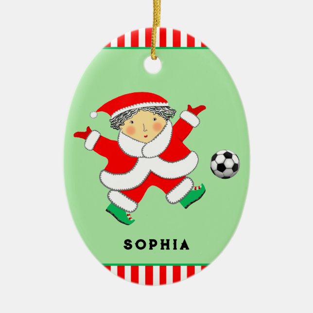 Girls Soccer Christmas Collectible Keramik Ornament (Vorne)
