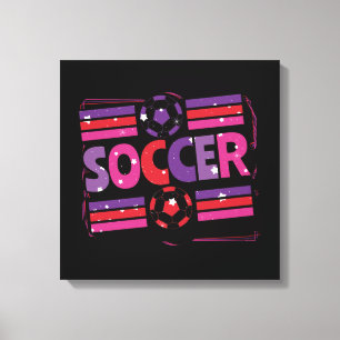 Girls Soccer Geometric Retro Typografie Leinwanddruck